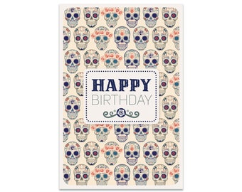 Carte D Anniversaire Tete De Mort Etsy