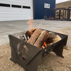 Custom Metal Fire Pit Collapsible, Heavy 12 gauge Steel image 1