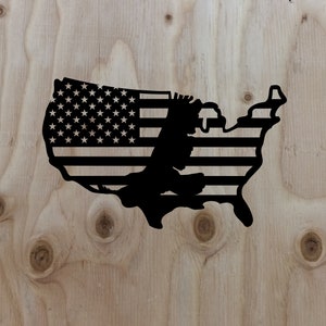 Metal Sign, USA outline, Flag, Eagle, Patriotic Wall Decor, American
