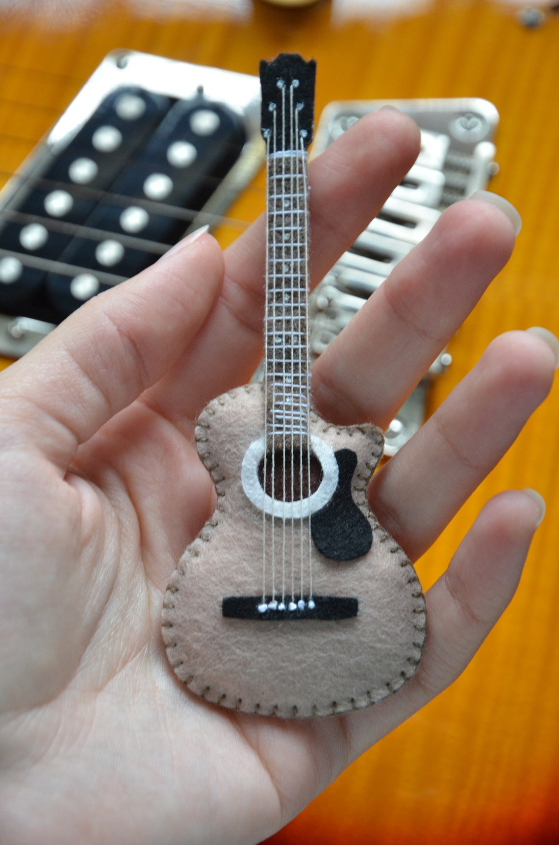 Acoustic guitar felt keepie gift for music lovers and Etsy