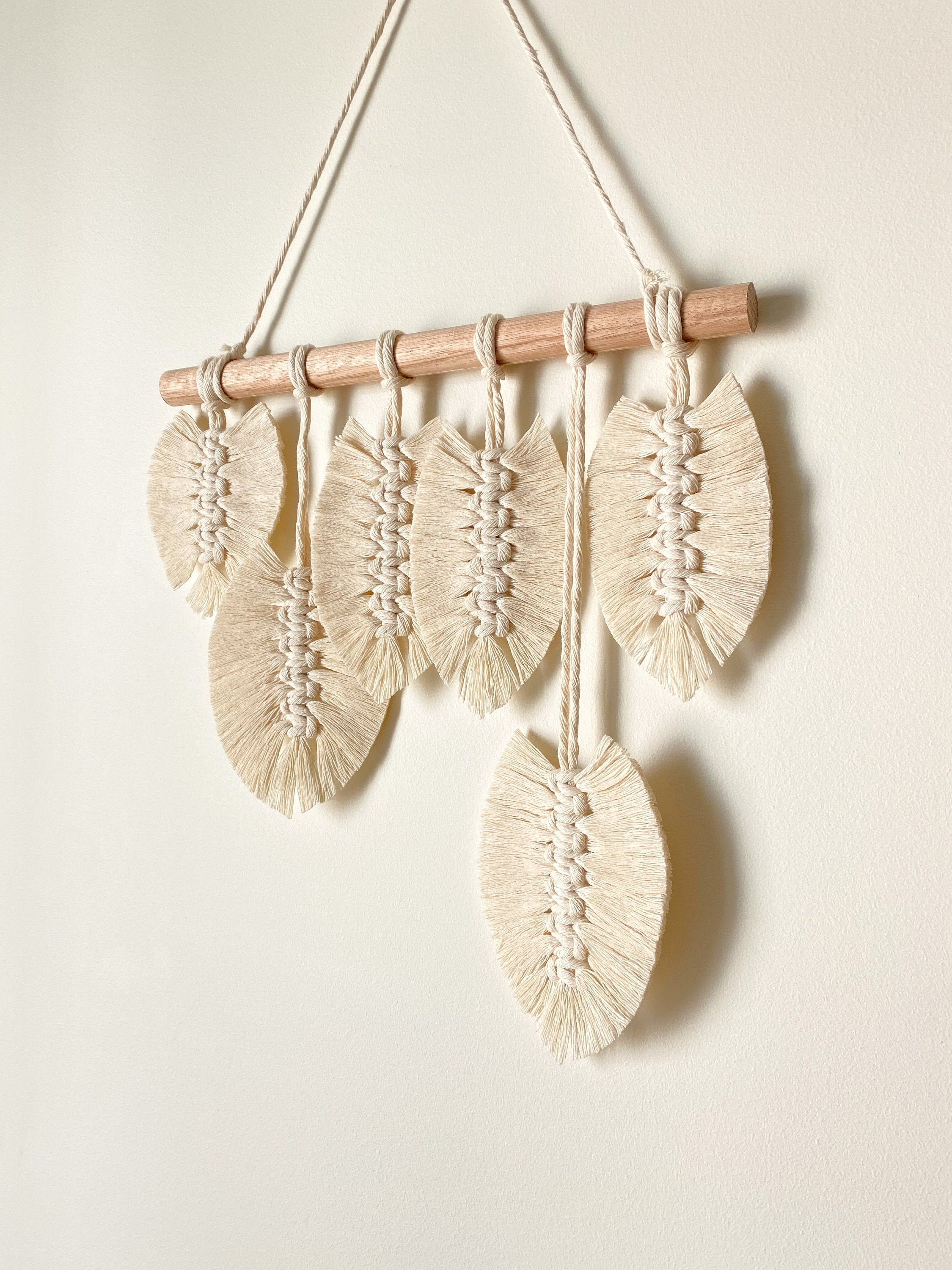 Macrame Leaf Mur Suspendu | Décor Boho Mur d'été Pendaison de Tissée Du Boho Art Plume Macrame Plume
