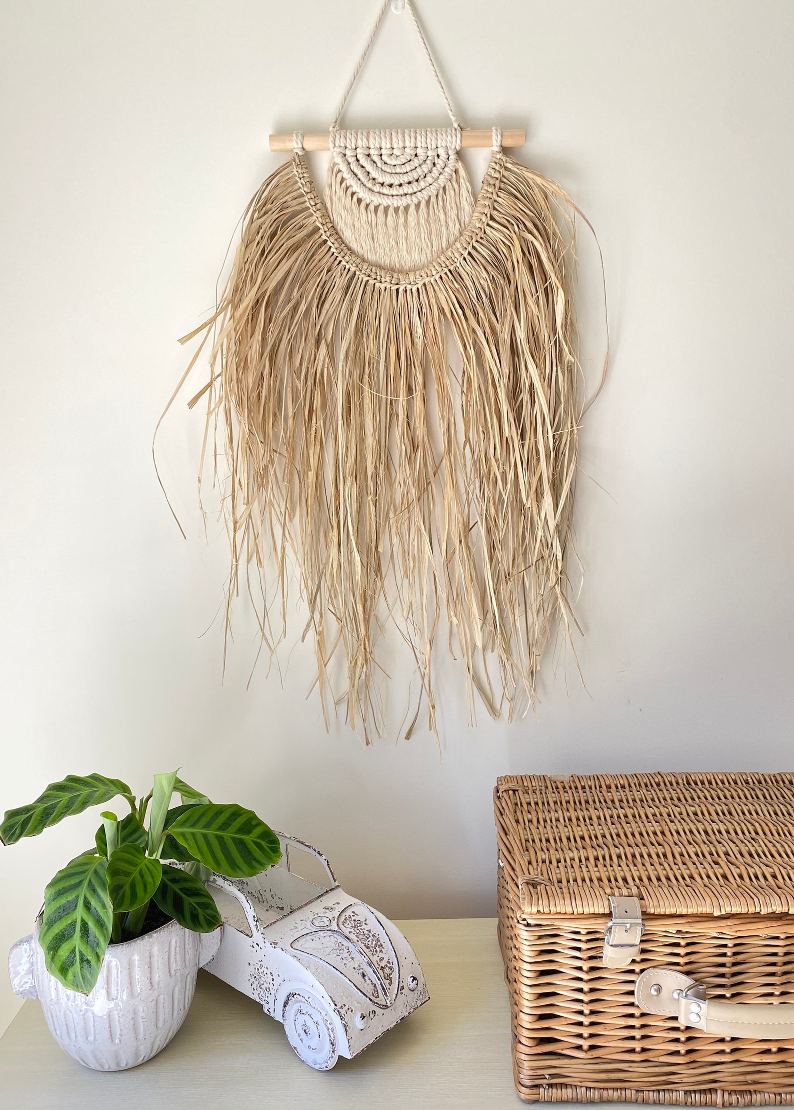 Raffia Wall Hanging Macrame Wall Hanging Raffia Wall Art Etsy