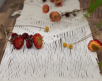 Macrame Table Runner Boho Table Runner – Fringe Table Runners for Wedding Off White Table Runner Rustic Wedding Table Decorations 218 x 33cm