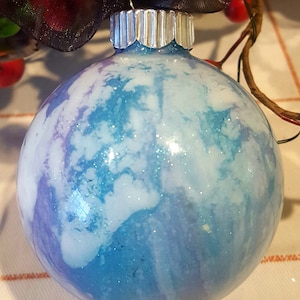 Acrylic poured ornament, Christmas tree decoration balls, marbled glass ornament, Christmas bauble glass, glitter ornaments,stocking stuffer