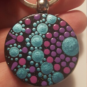Mandala keychain, dot art keychains for women, dot art mandala, wooden keychain paintings, Christmas stocking stuffer, gifts for women