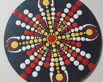 Mandala magnet dot art, large magnets, boho artwork, kitchen magnets for refrigerator, canvas magnet, gifts for her, Christmas gift