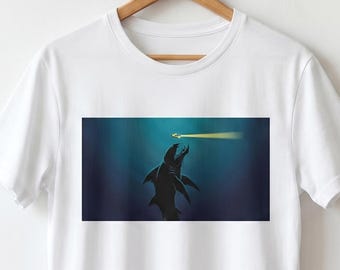 Deep Sea Monster Shirt, Ocean Abyss Creature Tee, Leviathan vs Submarine Illustration, Thalassophobia Gift For Him, Dark Ocean Art