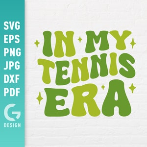 In meiner Tennis-Ära SVG, Tennis-Shirt Png, Tennisballschläger, Familiensporttrainer Schwester Mama Welliger Text Schnittdateien für Cricut Silhouette