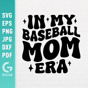 SVG de la época de mi mamá beisbolera, Mamá beisbolista PNG, Espíritu de madre mascota, letras de texto onduladas retro de moda para silueta de Cricut