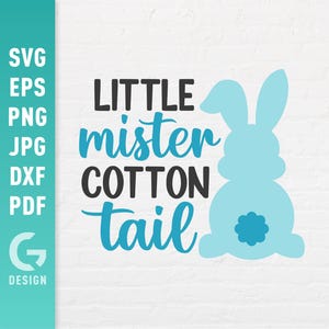 Kleine Meneer Katoenstaart SVG, Happy Easter Png, Knutselen voor jongens, Bunny Ears, Egg Hunt Squad Peuter Snijbestanden voor Cricut Silhouette