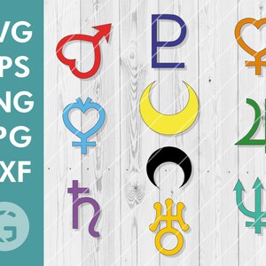 SM Symbols SVG File Png Jpg, Dxf, Easy to Cut Files, Planetary Astrology Icons Cutting File for Cricut Silhouette, Digital File