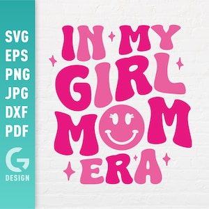 SVG de la época de mi mamá, madre de niñas, PNG, revelación de género para baby shower, texto ondulado moderno, archivos retro fáciles de cortar para Cricut Silhouette