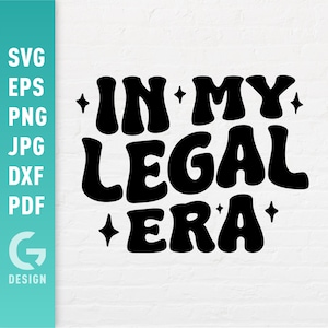 In My Legal Era SVG、Legal Png、21 歳の誕生日 Png、Twenty One Bday パーティー装飾トレンディな波状テキスト Cricut シルエット用のファイルを簡単にカットできます