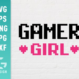 ゲーマーガール SVG ファイル Png Jpg、Dxf | Cricut シルエット用の簡単にカットできるファイル