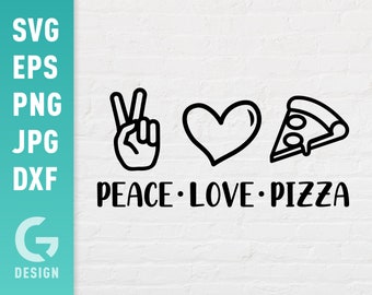 Peace Love Pizza SVG File Png Jpg, Dxf | Easy to Cut Files for Cricut Silhouette