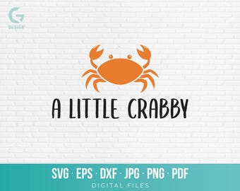 A Little Crabby SVG, Crab Cut File for Cricut, Funny Beach Shirt, Kids Beach Mood Shirt, Summer Crab PNG, Toddler Shirt, Commercial Use
