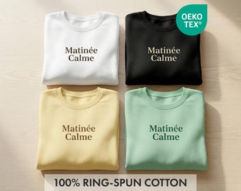 Matinée Calme 100% Ring-Spun Cotton Sweatshirt | Quiet Luxury Old Money Jumper | Clean Girl Aesthetic Minimalist Pullover Natural Fiber