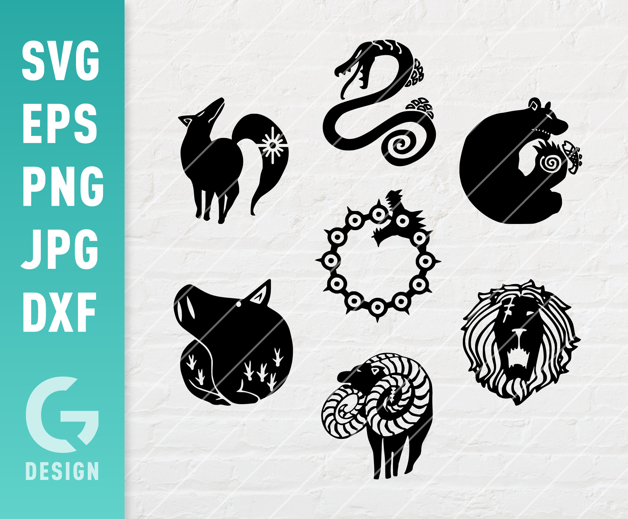 Seven Deadly Sins Symbols Tattoo SVG File Png Jpg Dxf Easy 