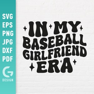 In meiner Baseball-Freundin-Ära SVG, GF Baseball Sport Png, Paar Frau Maskottchen Spirit Retro Trendy Wellige Textbuchstaben für Cricut Silhouette