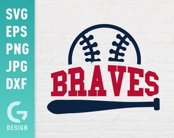 Fichier SVG Braves (Png, Jpg, Dxf), facile à découper, fichier de découpe de baseball pour Cricut Silhouette, fichier numérique