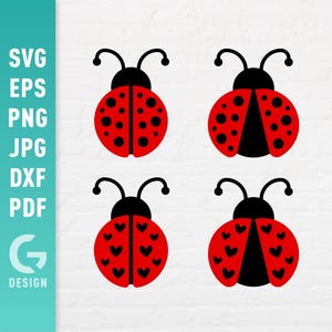 Pacchetto di coccinelle a strati SVG, insetti carini in formato PNG, insetti estivi, lavoretti per bambini, file multistrato facili da tagliare per Cricut Silhouette