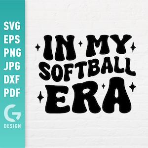 In My Softball Era SVG , Softball Sport Png , Mascot Spirit Ball Retro Gift For Mom Daughter Son Trendy Wavy Text Letters Cricut Silhouette