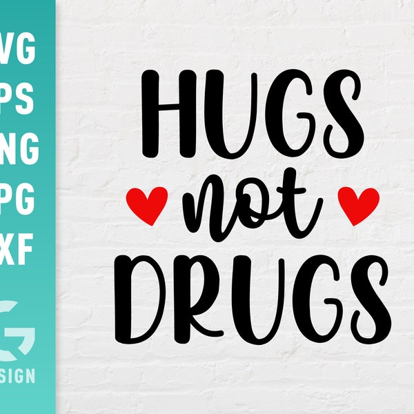 Hugs Not Drugs SVG File Png Jpg, Dxf, Easy to Cut Files, Red Ribbon Week Cutting File for Cricut Silhouette, Digital File