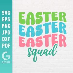 Escouade de Pâques SVG, Artisanat de printemps Png, Équipe de chasse aux œufs, Oreilles de lapin Peeps, Queue de coton, Fichiers de découpe faciles à découper, Silhouette Cricut