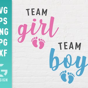 Archivo SVG del equipo chica del equipo chico Png Jpg, Dxf | Fiesta de revelación de género, anuncio de embarazo, regalo para mamá primeriza, archivos fáciles de cortar, silueta de Cricut