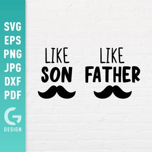 Zo vader, zo zoon SVG | Grappige bijpassende set voor vaderjongens, cadeau met shirts en quotes voor papa's, eenvoudig te snijden bestanden voor Vaderdag, Cricut Silhouette