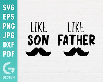 Liksom far, så son SVG | Rolig pappa pojke matchande set, pappa bunt skjortor citat present, fars dag enkla klippfiler Cricut silhuett