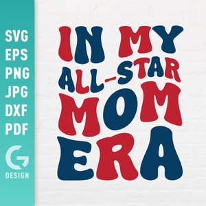 En mi era de mamá estrella SVG, camiseta All Star Png, mamá de béisbol, sudadera sublimación archivos de corte de texto ondulado de moda para Cricut Silhouette