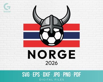 Norway Viking Soccer SVG PNG, Norge 2026 World Cup Football Cut File for Cricut Silhouette, International Soccer Fan Gift Dxf EPS