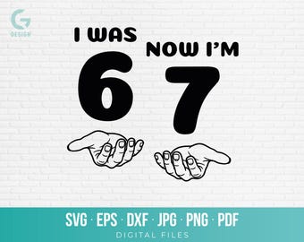 I Was 6 Now I'm 7 SVG, 67 Meme Shirt, Funny 7th Birthday Cut File for Cricut, Kids Birthday Shirt, Birthday Meme PNG, Seven Year Old Gift