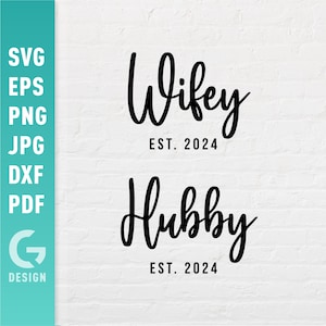 Echtgenoot en echtgenote 2024 SVG | Getrouwd in 2024 | Bruiloft | Bijpassende shirts voor koppels | Huwelijk Eenvoudig te knippen bestanden voor Cricut Silhouette