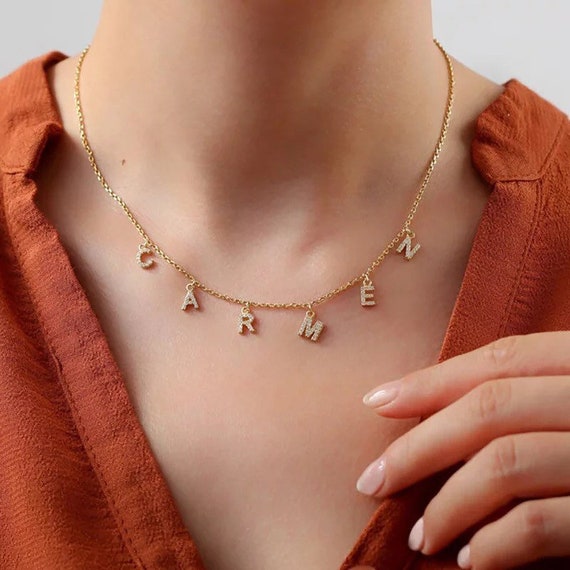 Name necklace hotsell single letters