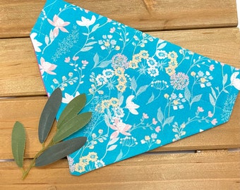 Teal Floral Dog Cat Bandana