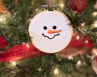 Unique Frosty the Snowman Christmas Ornament, Embroidered Ornament, Christmas gift, employee Christmas gift