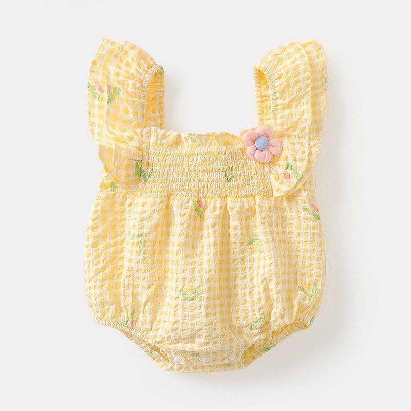 Romper For Baby Boy In Teddy Bear Design Yellow Color main image 1