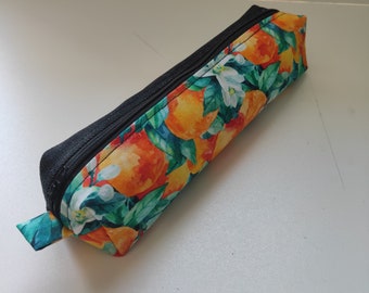 bi-material denim and cotton pencil case, back to school, office