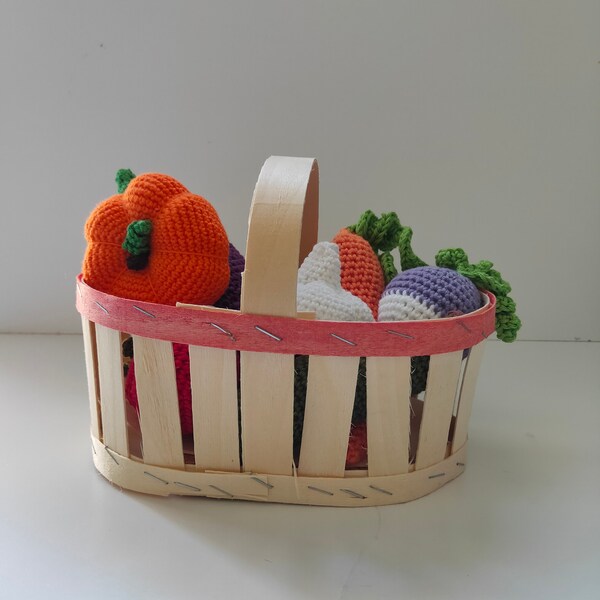 Crocheted vegetables, washable dinette