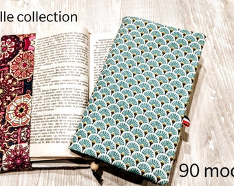 Couvre-livre, protection de livre, format poche, taille universelle, 90 coloris disponibles, artisanat français fait-main, 2 annonces