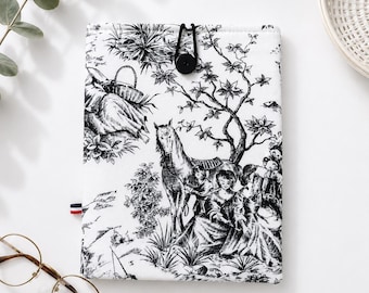 Funda para libros Toile de Jouy | Protector de libros acolchado | Funda de tela | Hecho en Francia | Regalo para lectores
