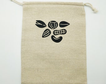 Bulk bag, shopping bag, "nuts" in natural cotton canvas, ecological French craftsmanship