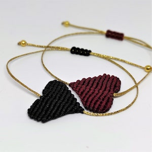 Braccialetti a cuore macrame, braccialetto macrame, braccialetto cuore, cuori, braccialetti amore, braccialetti amicizia, gioielli macrame, boho immagine 6