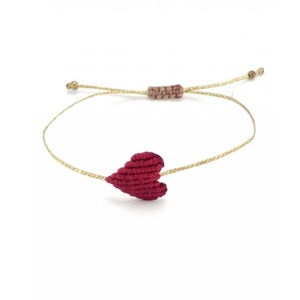 Braccialetti a cuore macrame, braccialetto macrame, braccialetto cuore, cuori, braccialetti amore, braccialetti amicizia, gioielli macrame, boho immagine 1