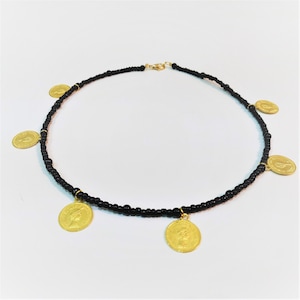 Charms Halskette-Ethnische Halskette -Ethnische Schmuck-Boho Halskette-Gold Halskette