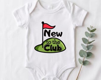 New to the Club Golf Baby Bodysuit | Baby Announcement | Golf Dad Gift | Baby Shower Gift for Golfers