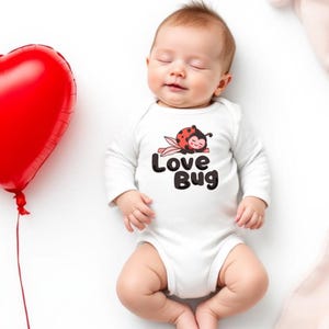 Love Bug Valentine Baby Onesie: First Valentine&#39;s Day Bodysuit