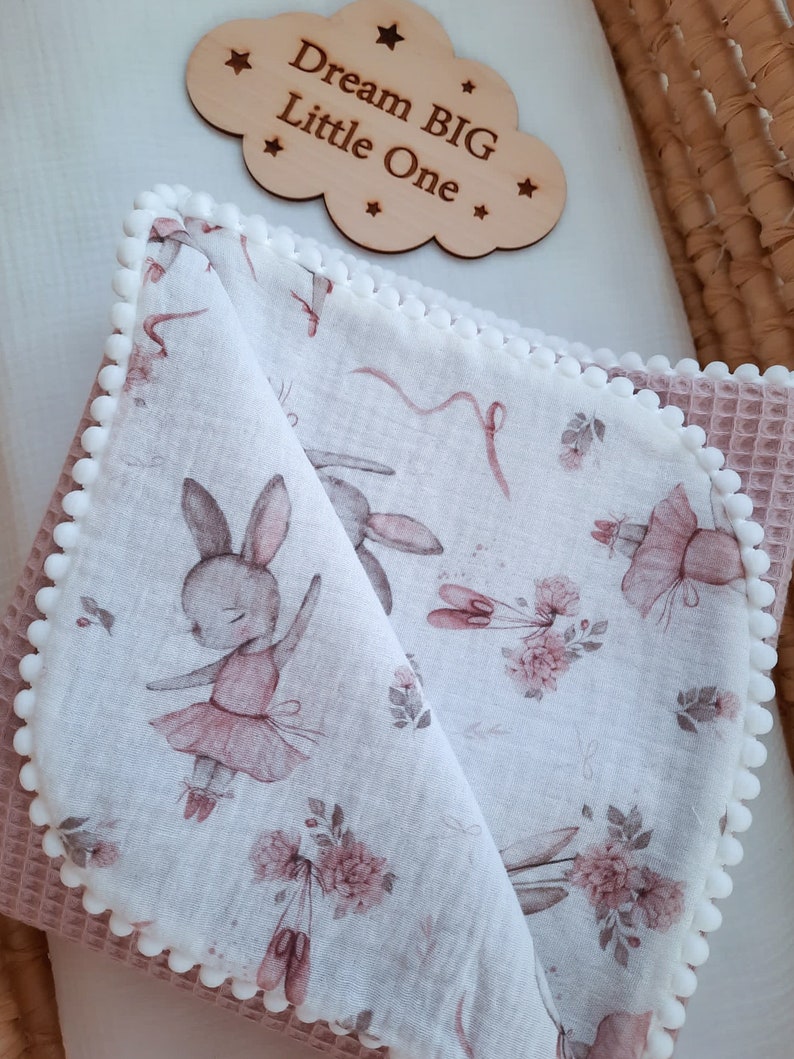 Cotton baby blanket gauze blanket waffle fabric newborn swaddle Baby girl blanket Babyshower gift baby crib blanket summer blanket, baby cot zdjęcie 5